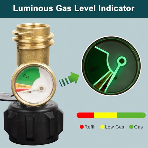 GASPRO Propane Tank Gauge, Propane Level Indicator for 5-20LB Tanks, Perfect for RV Camper, Propane Heater, Fire Pit, Gas Grill and More, QCC1/Type 1 Connection - Image 2