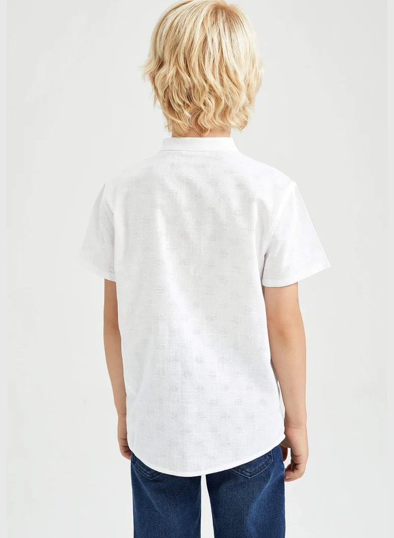 DeFacto Boy Stand Up Collar Woven Short Sleeve Shirt