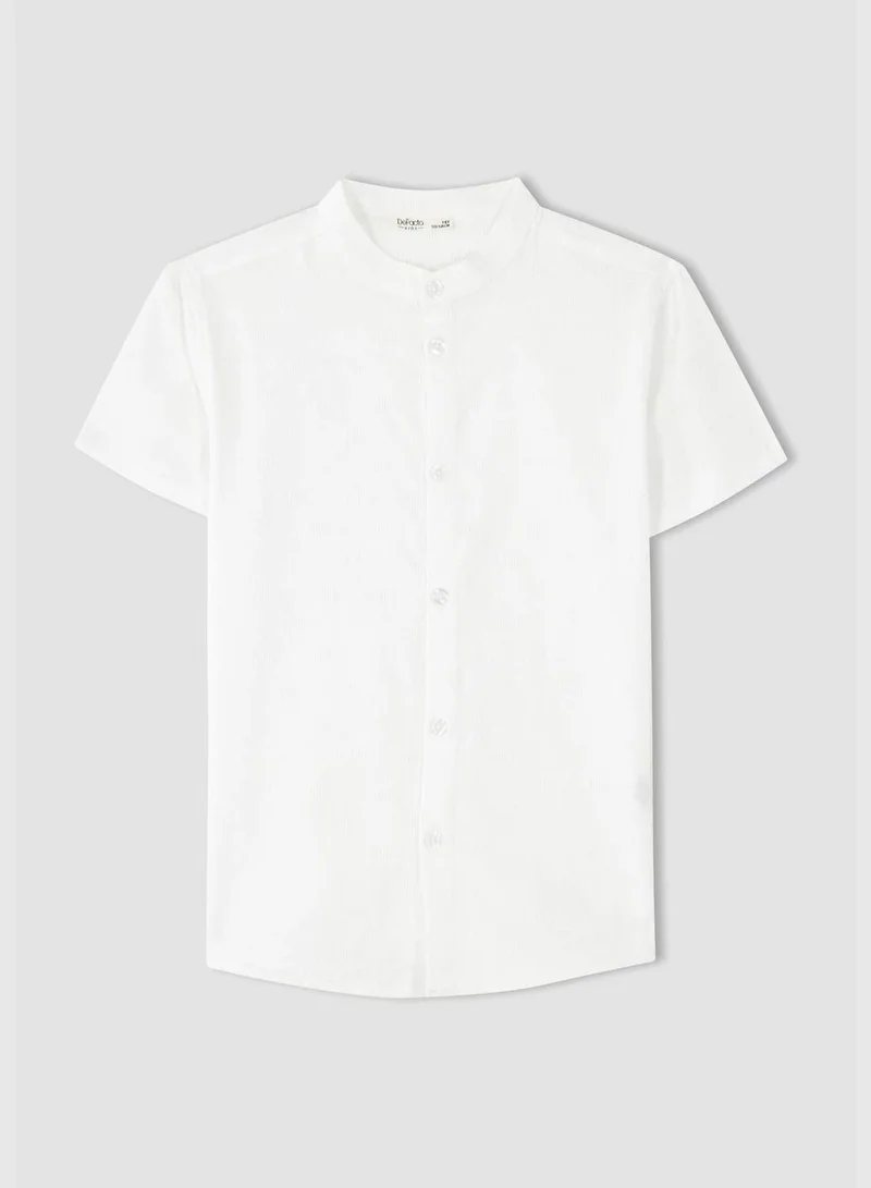 DeFacto Boy Stand Up Collar Woven Short Sleeve Shirt