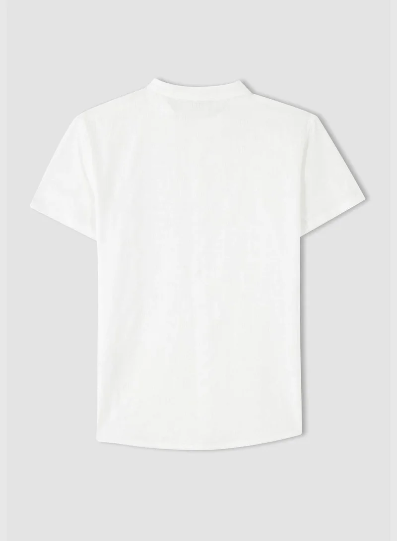 DeFacto Boy Stand Up Collar Woven Short Sleeve Shirt