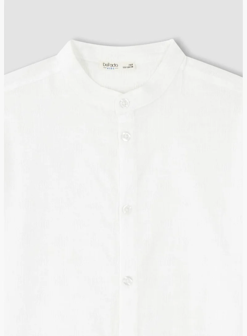 DeFacto Boy Stand Up Collar Woven Short Sleeve Shirt