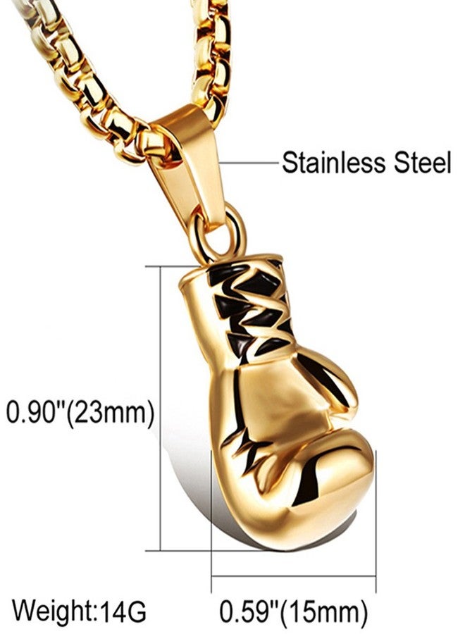 Hamoery Men Women Punk Stainless Steel Golden Boxing Glove Chain Pendant Necklace(Golden(Women)) - Image 5