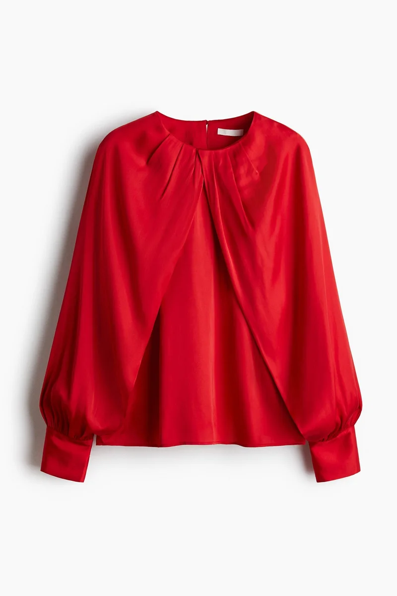 H&M Balloon-sleeved satin blouse