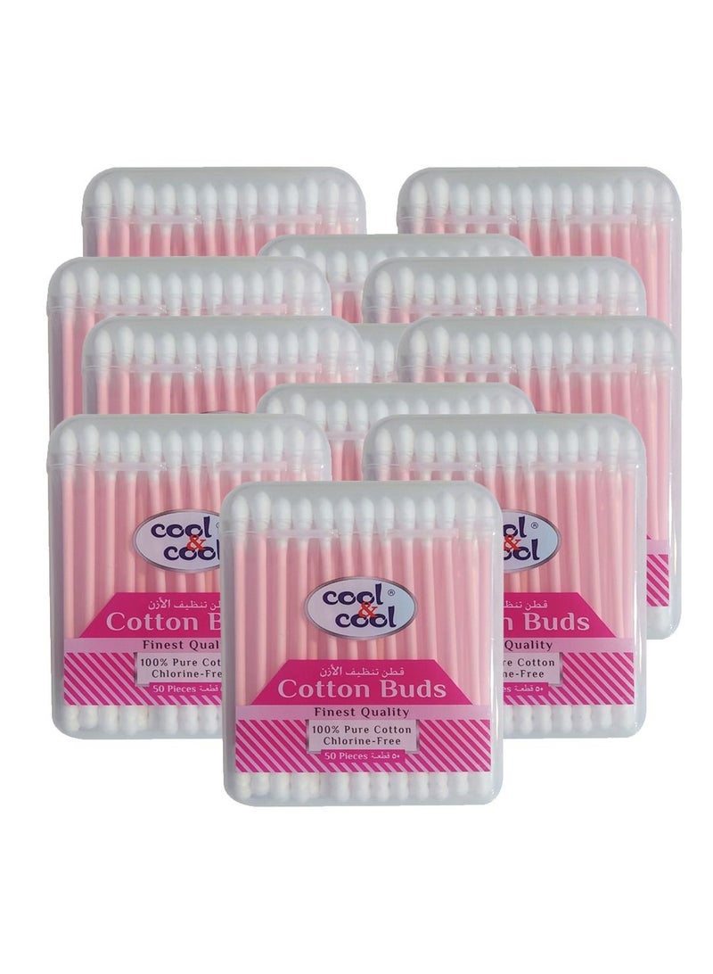 Cool & Cool Cool & Cool Organic Cotton Buds - Pink, 50's x 12 - Image 1