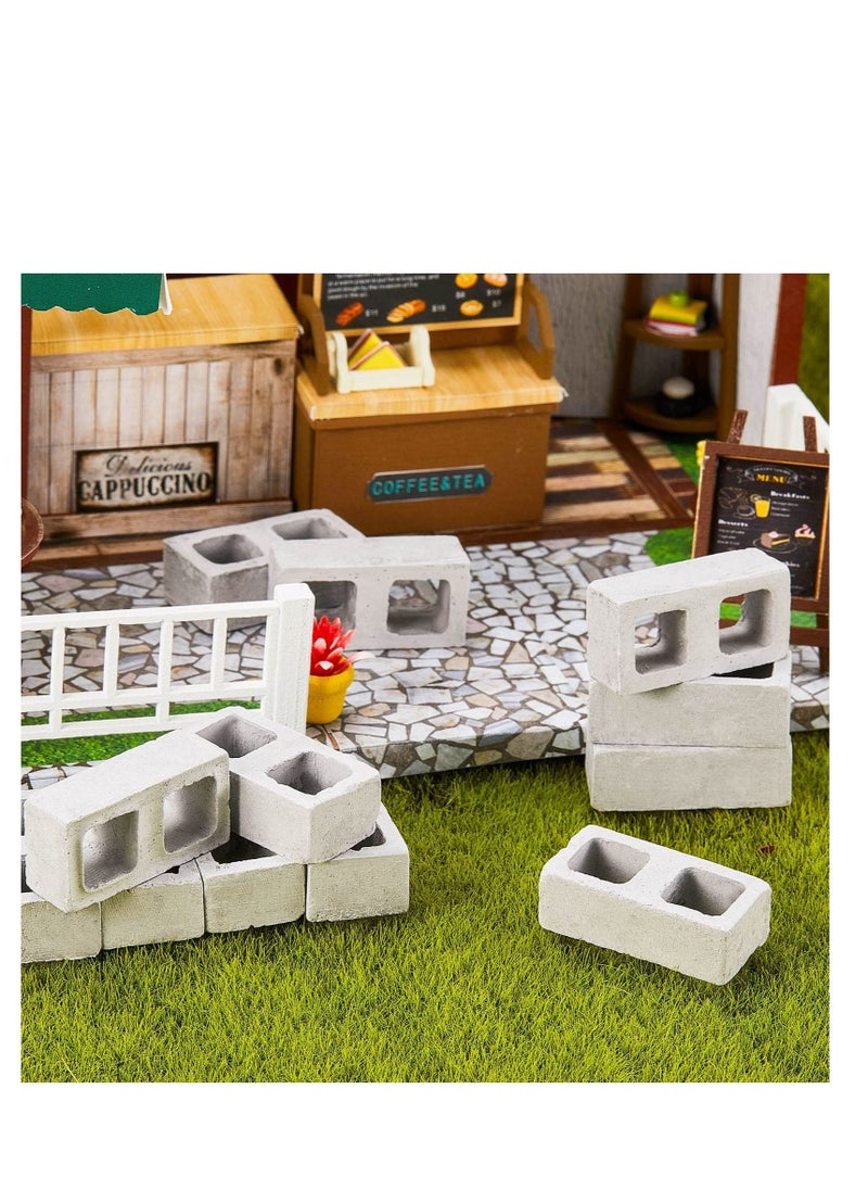 24 Pcs Miniature Cinder Blocks, Mini Bricks with 1/12 Scale, Dollhouse Accessories, Cement Building Suitable for Kids (Gray)