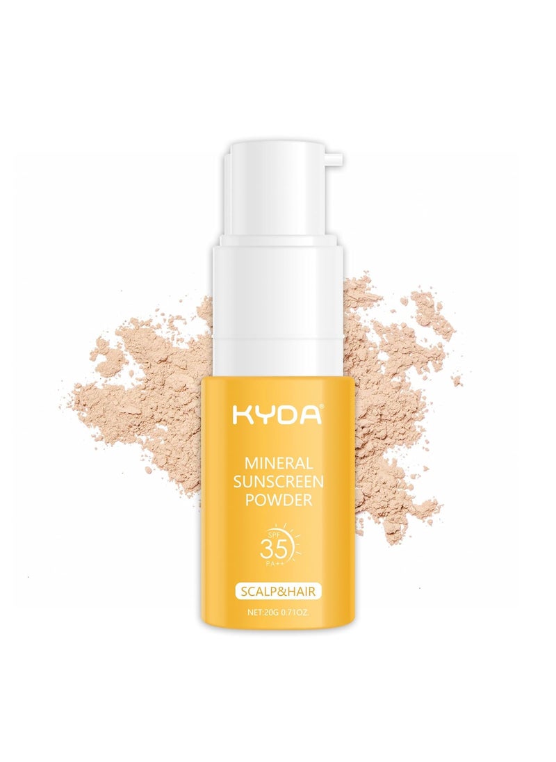 KYDA KYDA Mineral Dry Shampoo Sunscreen Powder, for Scalp and Hair, SPF 35 PA++, Scalp Sunscreen Powder, Broad Spectrum UV Protection, Lightweight, No-Greasy, 0.71 Oz. 
