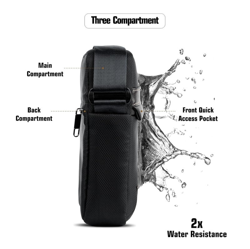 Alison Sling Bag for Men 4L Small Side Bag Stylish Crossbody Bag for 9" iPad Pocket Premium Mobile Bag Polyester Water-Resistant Shoulder Bag for Business Office Casual - Image 5