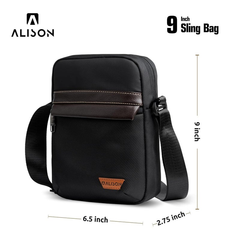 Alison Sling Bag for Men 4L Small Side Bag Stylish Crossbody Bag for 9" iPad Pocket Premium Mobile Bag Polyester Water-Resistant Shoulder Bag for Business Office Casual - Image 3