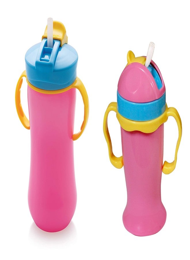 Nabhya Combo of 2 Right Baby Sipper Bottle & Grippy Sipper Bottle BPA Free Material Plastic Sipper for Infant (Grippy-Pink & Right Baby-Pink) 500ml - Image 1