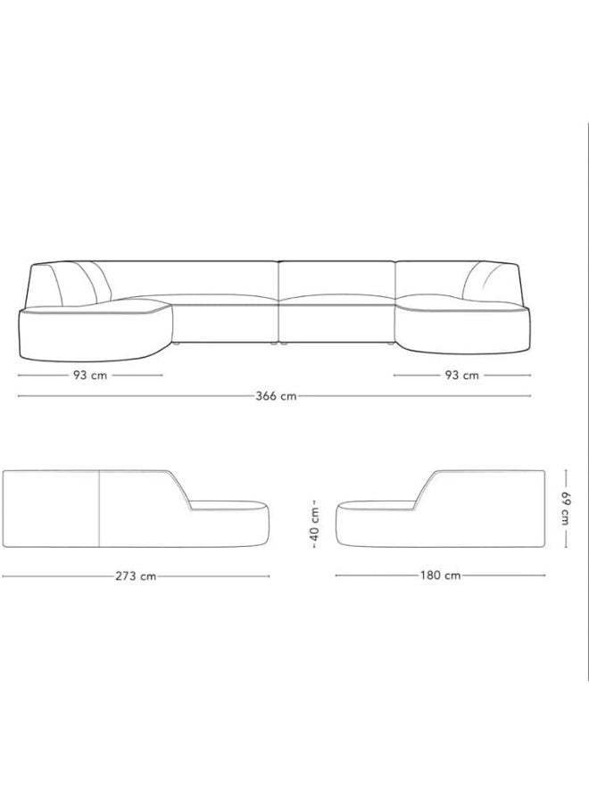 Comfynest طقم أرائك منحني حديث مع كرسي بذراعين، ومقعد جانبي لغرفة المعيشة (بيج) - Image 2