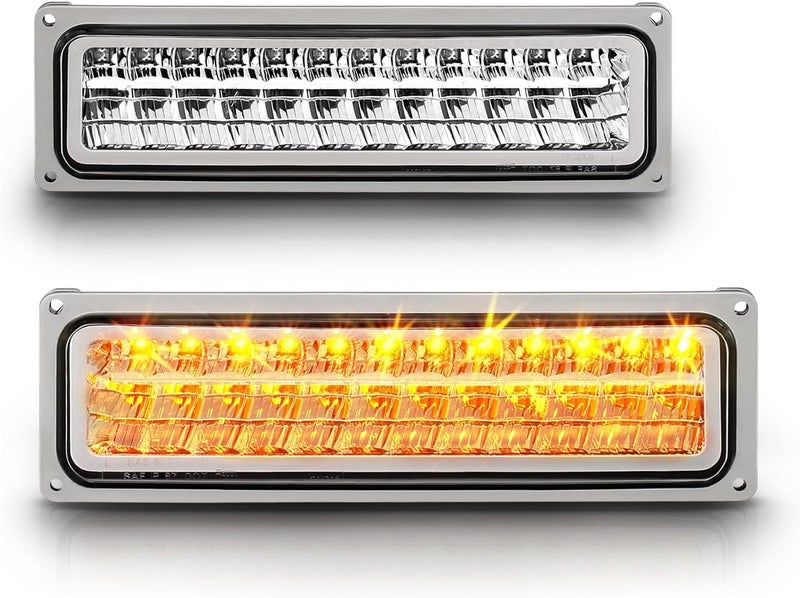 AmeriLite Chrome LED Parking Turn Signal Lights For Full Size/Blazer/Suburban : Sierra/Yukon - Passenger and Driver Side - Image 1