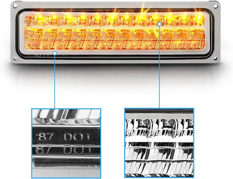 AmeriLite Chrome LED Parking Turn Signal Lights For Full Size/Blazer/Suburban : Sierra/Yukon - Passenger and Driver Side - Image 4