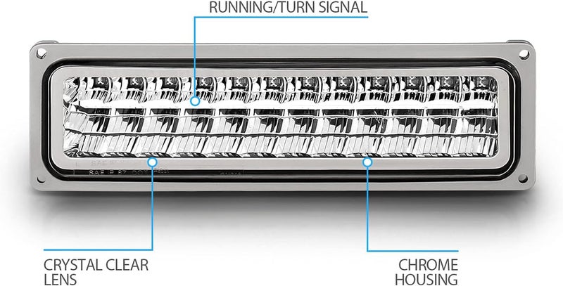 AmeriLite Chrome LED Parking Turn Signal Lights For Full Size/Blazer/Suburban : Sierra/Yukon - Passenger and Driver Side - Image 5