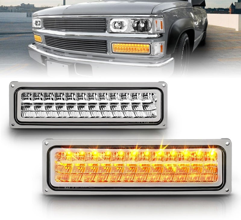 AmeriLite Chrome LED Parking Turn Signal Lights For Full Size/Blazer/Suburban : Sierra/Yukon - Passenger and Driver Side - Image 3