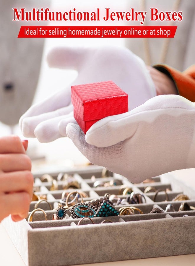 كينينج مجموعة كينينج من 120 علبة هدايا مجوهرات حمراء، مقاس 1.97 × 1.97 × 1.18 بوصة، علب هدايا صغيرة، علبة عرض مجوهرات للقلائد والخواتم والأقراط - Image 3