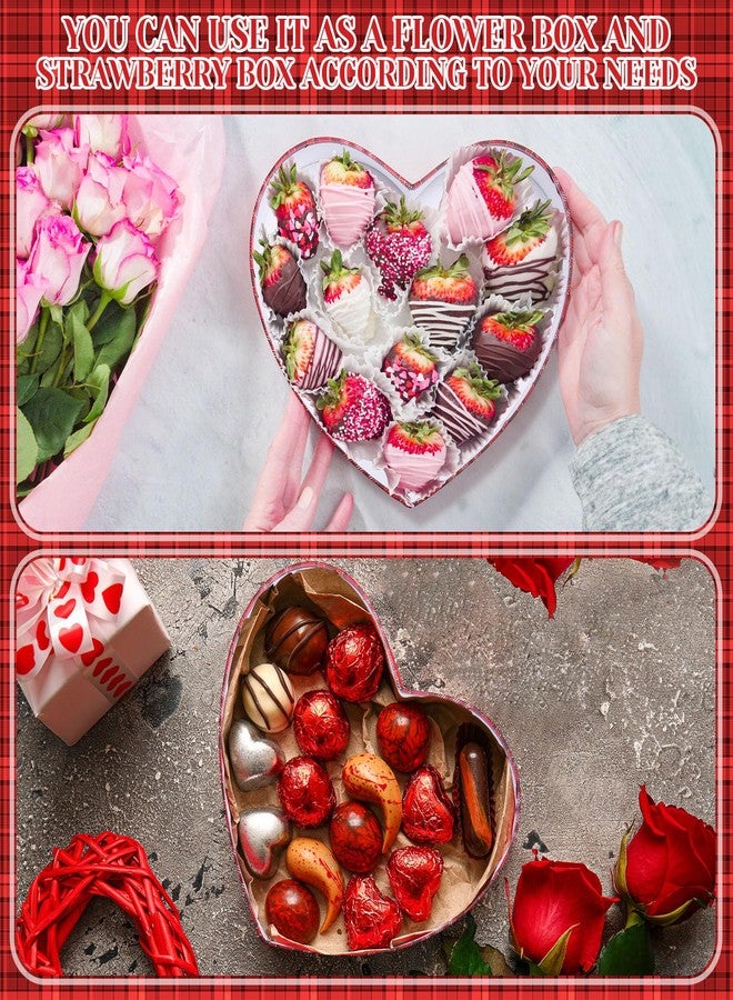 Thenshop مجموعة من 3 علب هدايا على شكل قلب لعيد الحب مع نافذة للزهور، علبة حلوى على شكل قلوب مع أغطية، علبة بسكويت لتقديم الهدايا، تغليف هدايا مزخرف للعطلات (مربعات) - Image 4