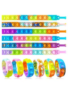 6PCS Push Pop Fidget Toy Fidget Bracelet, Durable and Adjustable, Multicolor Stress Relief Finger Press Bracelet for Kids and Adults ADHD ADD Autism ，Puzzle Decompression Sports Bracelet