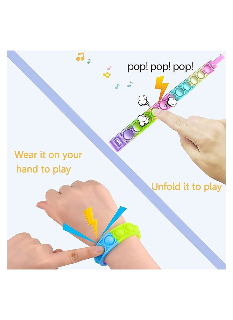 Generic - 6PCS Push Pop Fidget Toy Fidget Bracelet, Durable and Adjustable, Multicolor Stress Relief Finger Press Bracelet for Kids and Adults ADHD ADD Autism ，Puzzle Decompression Sports Bracelet - Image 1