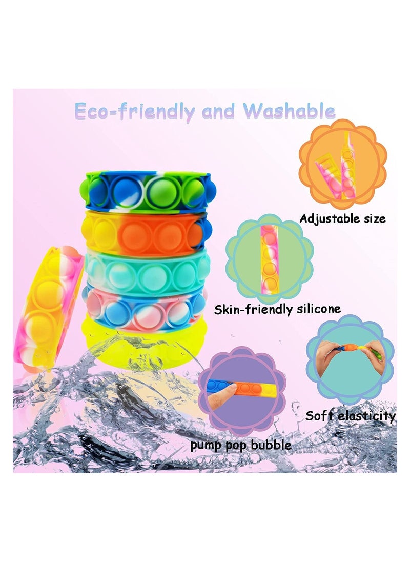 Generic - 6PCS Push Pop Fidget Toy Fidget Bracelet, Durable and Adjustable, Multicolor Stress Relief Finger Press Bracelet for Kids and Adults ADHD ADD Autism ，Puzzle Decompression Sports Bracelet - Image 1