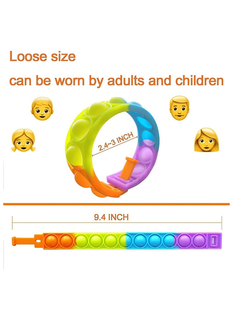 Generic - 6PCS Push Pop Fidget Toy Fidget Bracelet, Durable and Adjustable, Multicolor Stress Relief Finger Press Bracelet for Kids and Adults ADHD ADD Autism ，Puzzle Decompression Sports Bracelet - Image 1