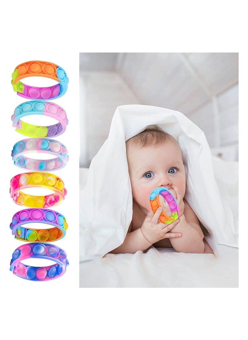 Generic - 6PCS Push Pop Fidget Toy Fidget Bracelet, Durable and Adjustable, Multicolor Stress Relief Finger Press Bracelet for Kids and Adults ADHD ADD Autism ，Puzzle Decompression Sports Bracelet - Image 1