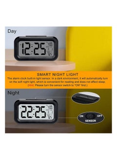 YOMYM LED Digital Electronic Alarm Clock With Calendar And Thermometer Snooze Rectangular Clock Black  - Image 5