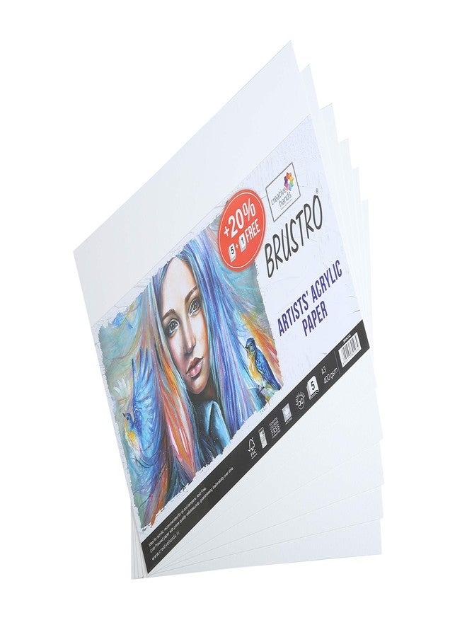 Brustro Artists Acrylic Paper 400 GSM A3 (Pack of 5 + 1 Sheets), Acid Free, Ideal for Acrylic Painting. Also Suitable for Oil & Tempera - Image 1