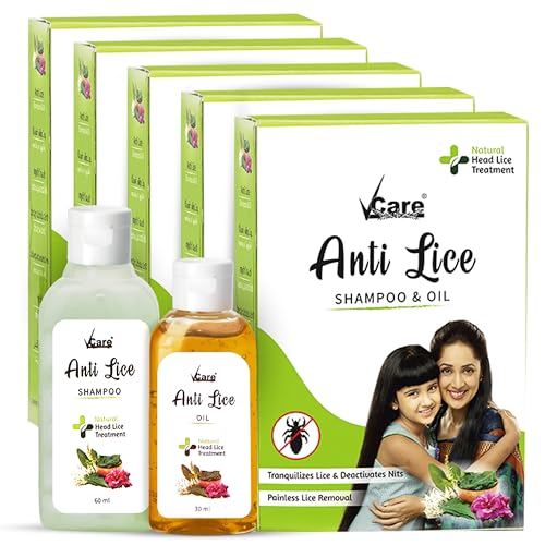Vcare Anti Lice Shampoo and Oil Combo- 90ml,Removes Lice and Nits | Lice Treatment | Head Lice | Lice Egg Removal- Pack of 5 - Image 1