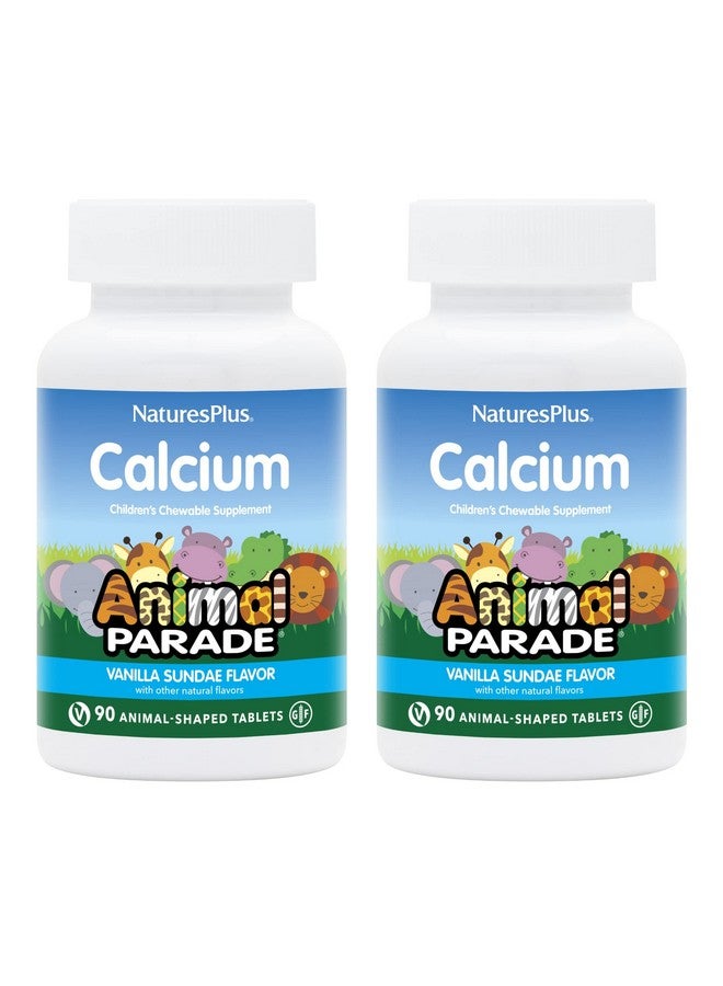 Nature's Plus نكهة فانيليا سونداي من ناتشرز بلس باريد للحيوانات كالسيوم 90 قرص على شكل حيوانات قابلة للمضغ عبوة من 2 تعزز صحة العظام نباتي خالي من الغلوتين 180 حصة إجمالية - Image 1