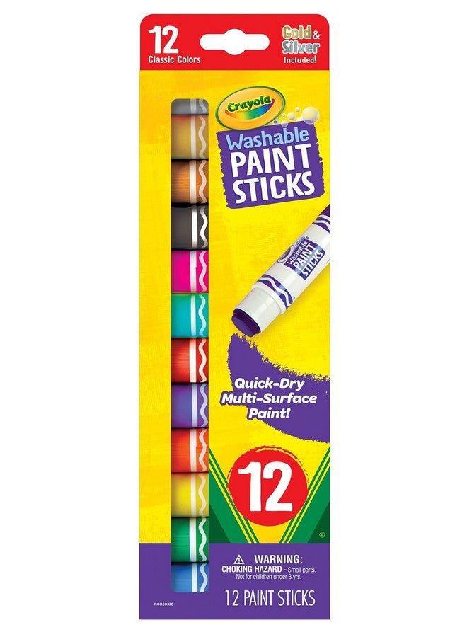 Crayola Quick Dry Paint Sticks (12ct), Washable Paint Set for Kids, Arts & Crafts Supplies, Multi-Surface, Assorted Colors, Kids Gifts - Image 1
