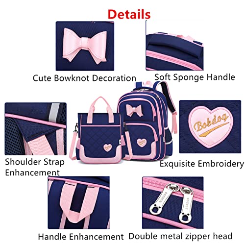 VIDOSCLA School Bags for Girls 2Pcs Bowknot Girls Backpack Elementary Princess Bookbag Sets for School - Image 5