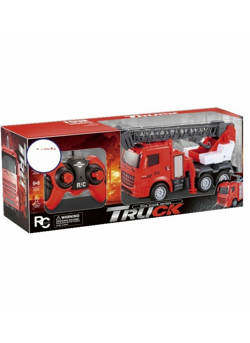 Toy Box Remote Controlled Fire Brigade Recue Truck Firefighter Toy Truck With R/C For Kids With Movable Ladder Up & Down 