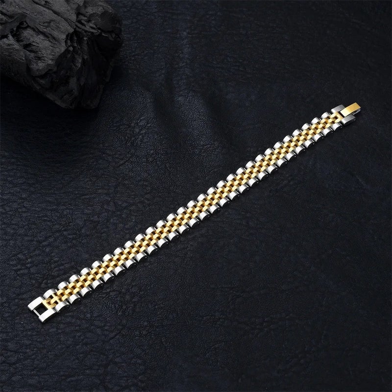 Bluejw High Quality Polished Stainless Steel Waterproof 15mm Watch Bracelet for Men - Replacement Watch Strap Band - Image 1