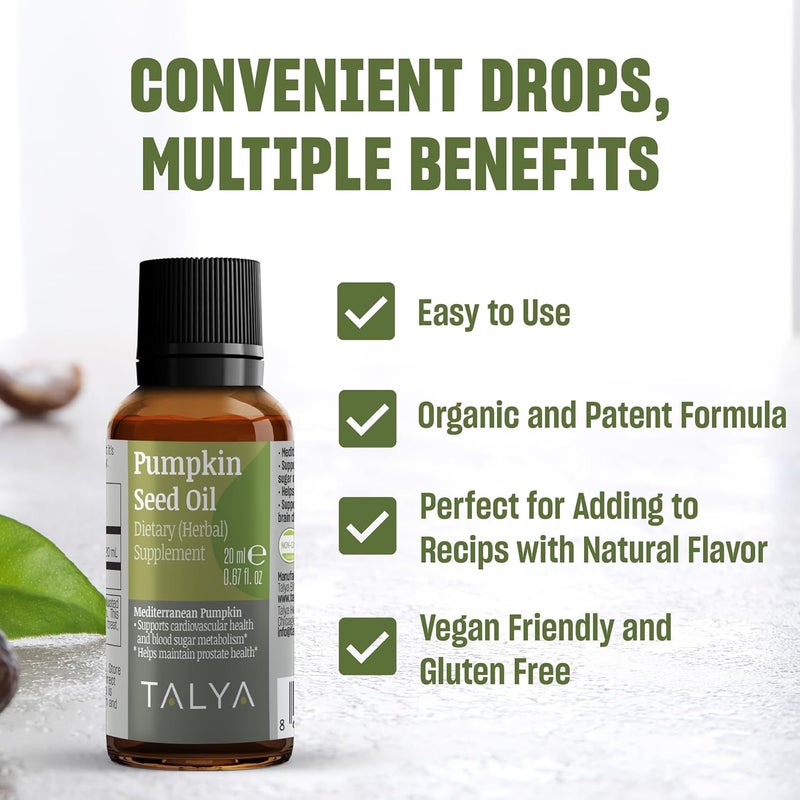 TALYA Pumpkin Seed Oil  Liquid Drops  Supports Prostate Health  for Hair Growth  Skin Health  Cold Pressed  Vegan NonGMO Gluten Free  067 floz - Image 5
