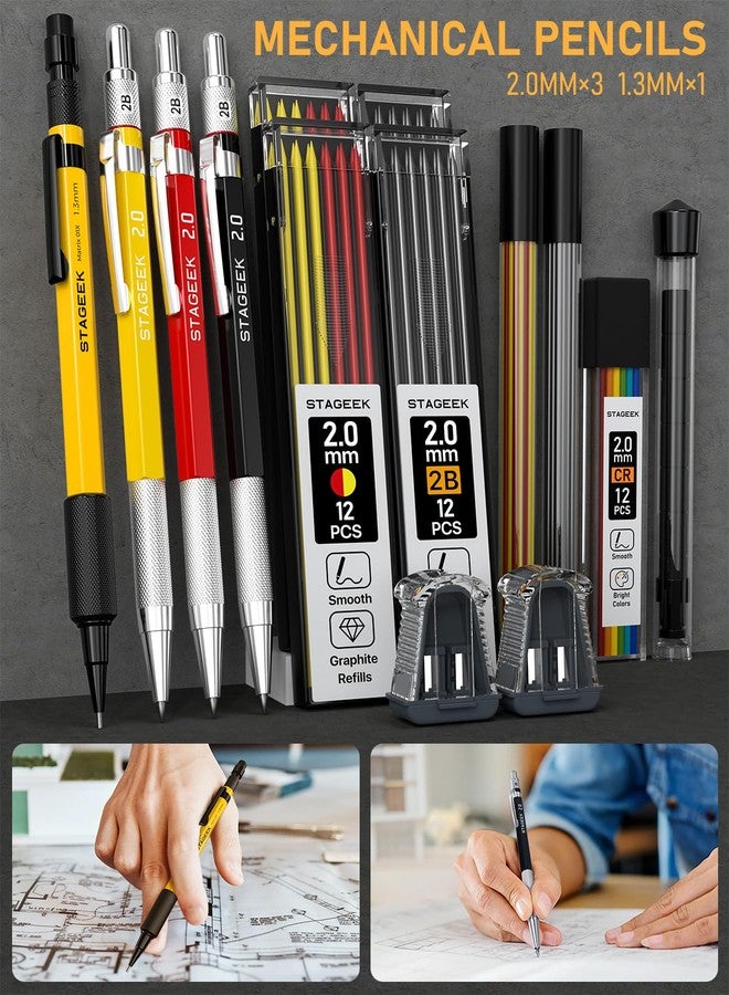 STAGEEK 34 Pack Carpenter Pencil Set with Sharpener, Mechanical Carpenter Pencils with Deep Hole Long-Nib Marker Pens, Carbide Scribe Tool & Construction Pencils for Architect Woodworking with Case - Image 4
