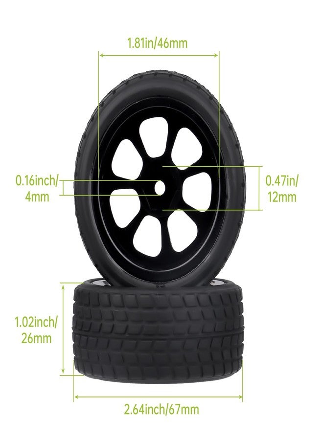 Hobbyfire Preglued 2.64" OD Aluminum Metal 12mm Hex Wheels and Tires Set for 1/10 On-Road Racing RC Touring Cars Drift, Compatible with Traxxas 4Tec 2.0/3.0, Tamiya TT01 TT02, HPI RS4, Redcat(Color D) - Image 2