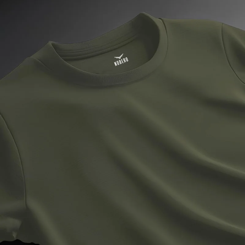 نوبيرو Olive Green Regular Fit T-Shirt for Men