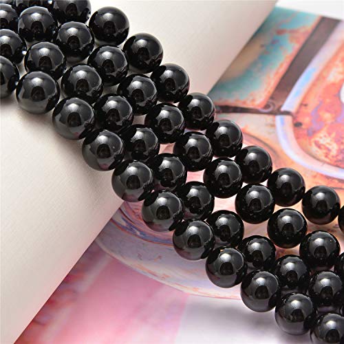 NCB Natural Stone Beads - 100pcs 8mm Round Black Onyx Agate Loose Gemstone Real Stone Beading DIY Charm Smooth Beads for Bracelet Necklace Jewelry Making (Black Onyx Agate, 8mm, 100Beads) - Image 3