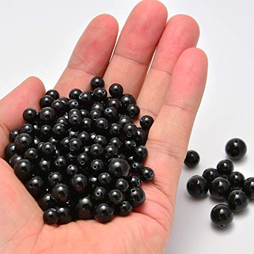 NCB Natural Stone Beads - 100pcs 8mm Round Black Onyx Agate Loose Gemstone Real Stone Beading DIY Charm Smooth Beads for Bracelet Necklace Jewelry Making (Black Onyx Agate, 8mm, 100Beads) - Image 4