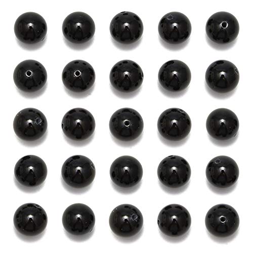 NCB Natural Stone Beads - 100pcs 8mm Round Black Onyx Agate Loose Gemstone Real Stone Beading DIY Charm Smooth Beads for Bracelet Necklace Jewelry Making (Black Onyx Agate, 8mm, 100Beads) - Image 1