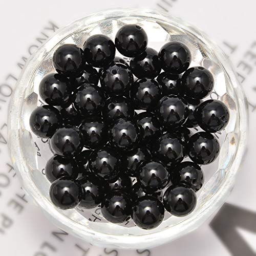 NCB Natural Stone Beads - 100pcs 8mm Round Black Onyx Agate Loose Gemstone Real Stone Beading DIY Charm Smooth Beads for Bracelet Necklace Jewelry Making (Black Onyx Agate, 8mm, 100Beads) - Image 2