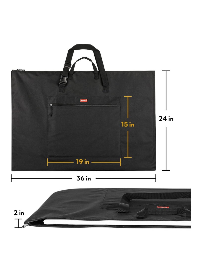 Nicpro Light Weight Art Portfolio Bag, 24 x 36 Inches Waterproof Nylon Art Portfolio Case with Shoulder & Handle Carry, for Artwork, Poster, Sketch Drawing, Canvas, Photography, Solar Panel Storage