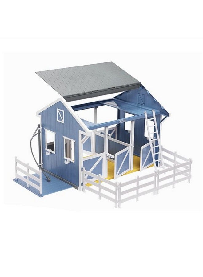 Breyer Breyer Horses Freedom Series Deluxe Country Stable & Wash Stall with Freedom Series Horse | 6 Piece Barn Playset Toy | 1:12 Scale Figurine | Model #61149 , Blue - Image 3