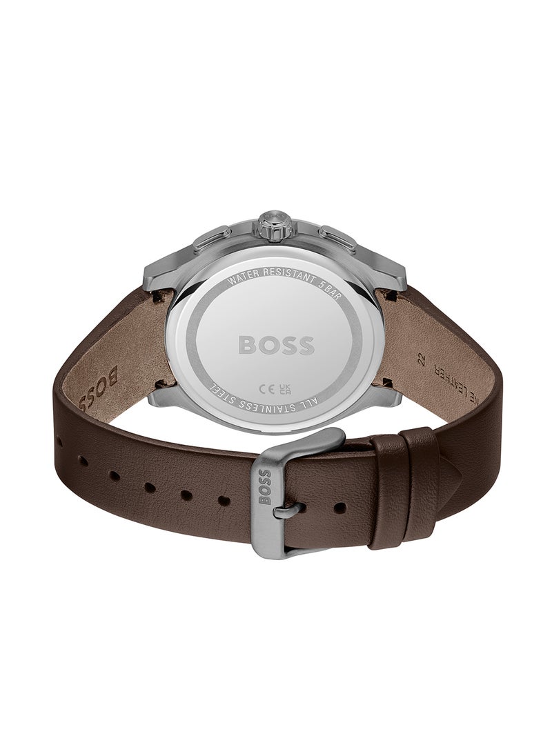 HUGO BOSS ساعة هوجو بوس كرونوغراف للرجال ذات هيكل رمادي - 1514187  - Image 3