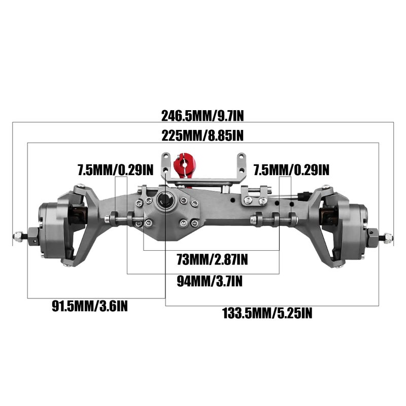 HYBDX RC 1/10 RC Crawler All Metal Front and Rear Portal Axle for Axial Capra 1.9 UTB Buggy F9 CNC Machined 7075 Aluminum Integrated (Grey) - Image 2