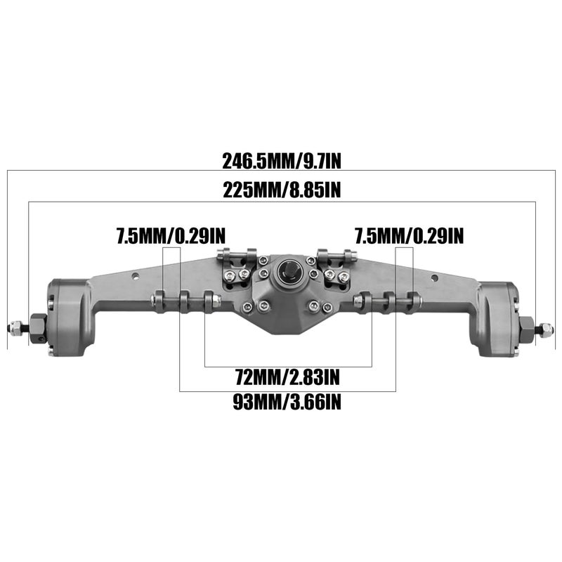 HYBDX RC 1/10 RC Crawler All Metal Front and Rear Portal Axle for Axial Capra 1.9 UTB Buggy F9 CNC Machined 7075 Aluminum Integrated (Grey) - Image 3