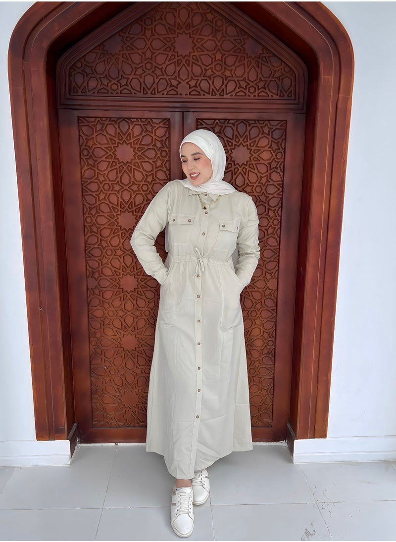 Puritopia - Beige Maxi shirt dress - Image 1
