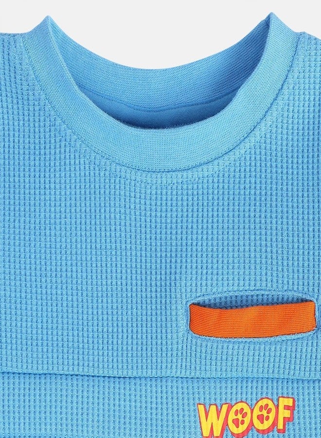miniklub Baby Boys Round Neck Full Sleeve Blue Color Knit T-Shirt (0-3M) - Image 3