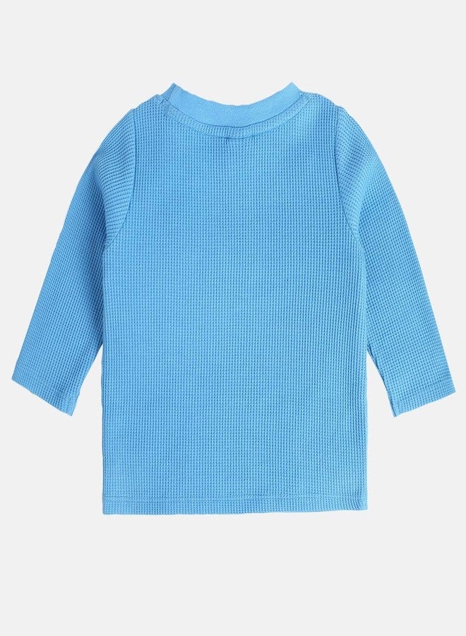 miniklub Baby Boys Round Neck Full Sleeve Blue Color Knit T-Shirt (0-3M) - Image 2