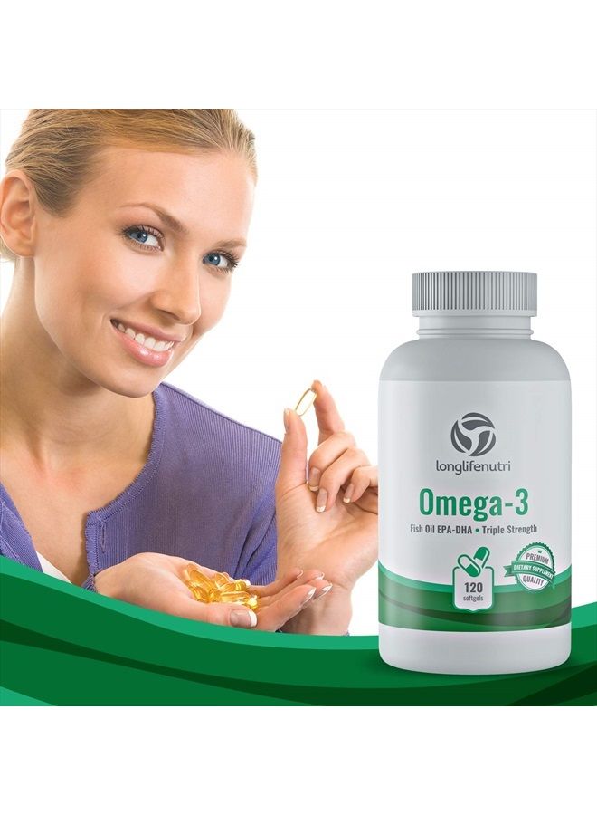 LongLifeNutri Omega 3 Fish Oil Pills 120 Softgels Capsule | Essential Fatty Acids 1000mg Supplement | High DHA EPA | Immune Support Formula | Natural Nordic Algae Ultra Omega3 Women & Men - Image 5